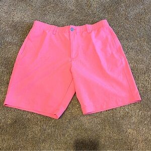 Under Armour Golf Shorts Bright Neon Pink Flat Front 9" Inseam Men's Size 38